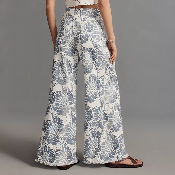 Anthropologie Pilcro Adi Linen Printed Floral Wide-Leg Pants, Sz 24 - Picture 3 of 3
